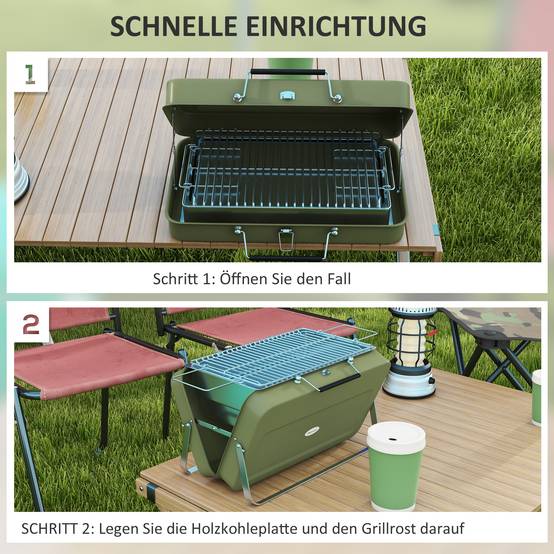 Grill de table en acier inoxydable, vert, 47 x 30 x 28 cm - PANGIVO - Image 5