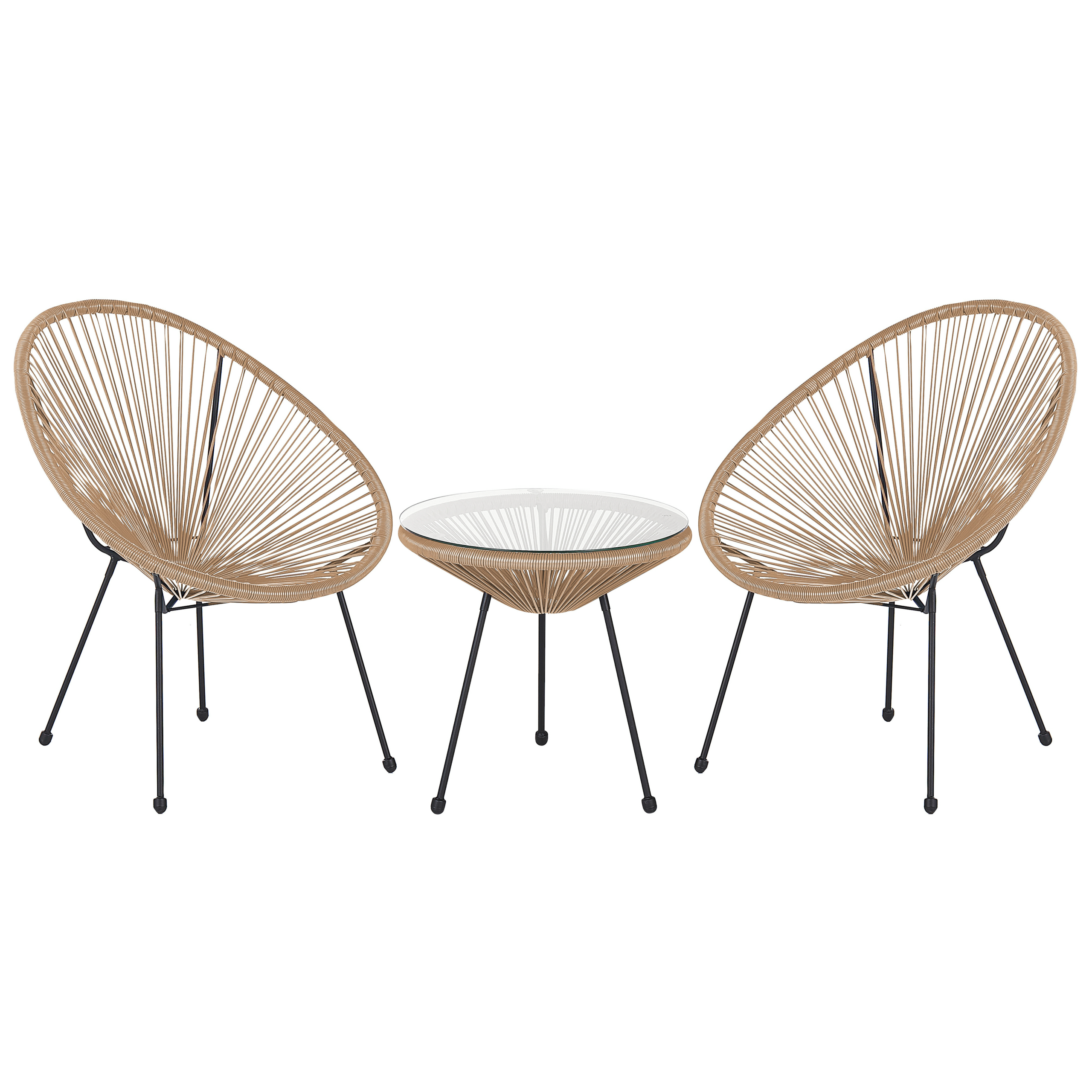 Beliani - Chaises et Table Beige Sable en Polyrotin Verre et Acier Type Spaghetti Design Tendance pour Intérieur ou Extérieur au Style Moderne et Industriel - Image 1