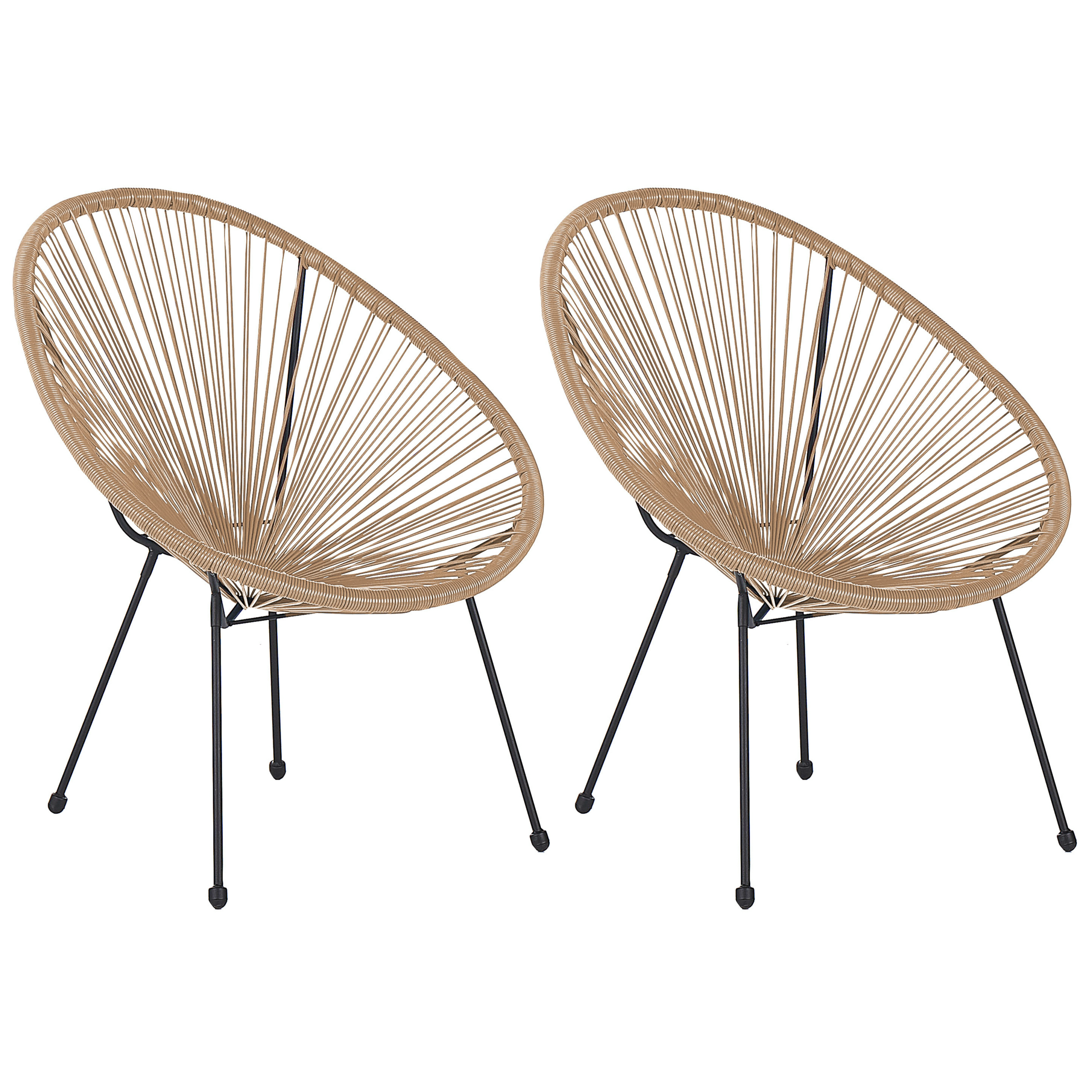 Beliani - Chaises et Table Beige Sable en Polyrotin Verre et Acier Type Spaghetti Design Tendance pour Intérieur ou Extérieur au Style Moderne et Industriel - Image 4