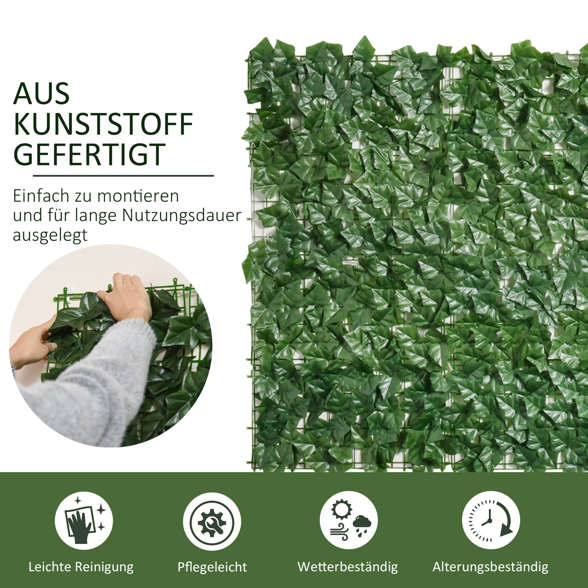 ComfortXL - Brise-vue haie artificielle en PE 300 x 100 cm vert foncé balcon terrasse clôture jardin feuillage anti-UV - Image 4