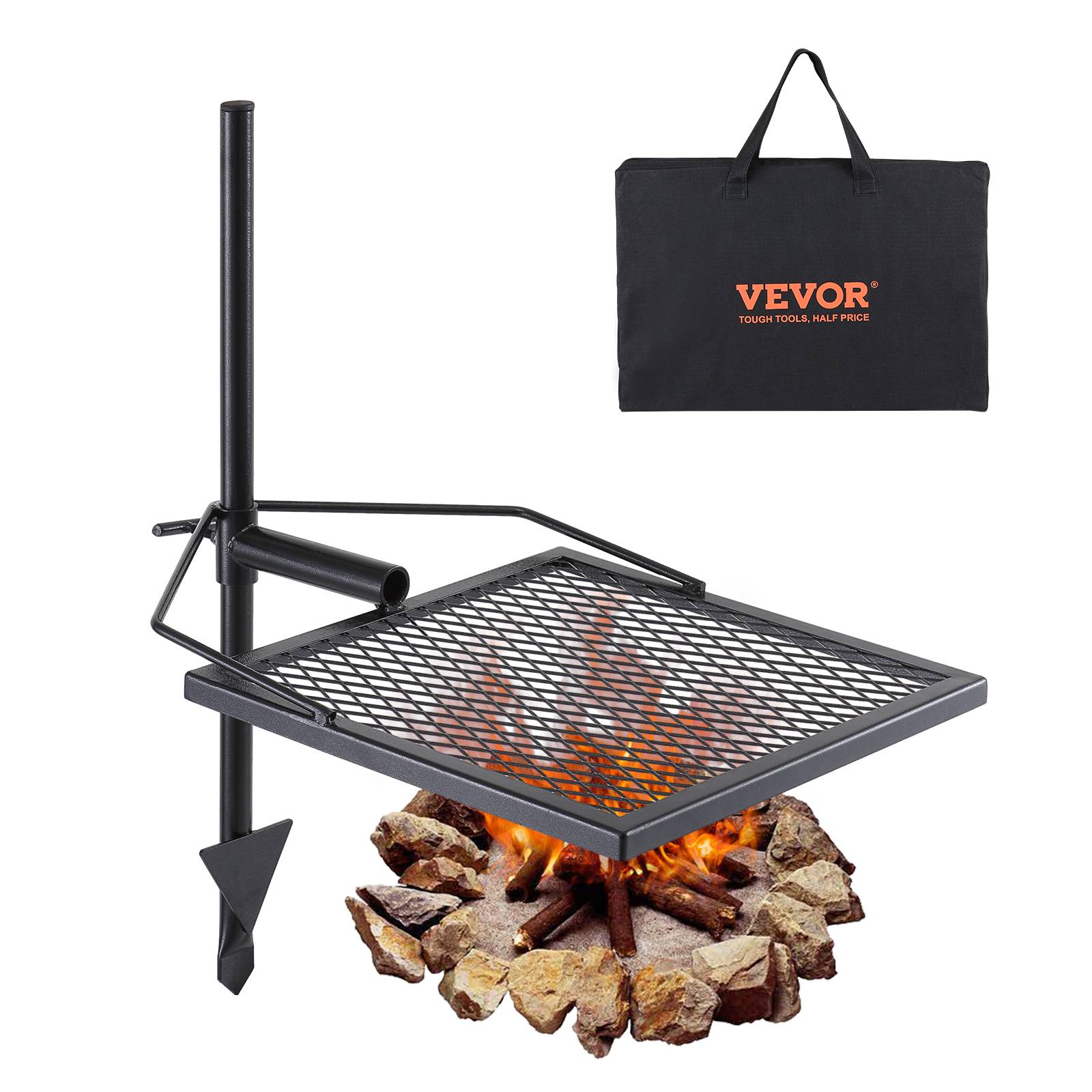 Grille De Camp Pliante En Inox – Réglable En Hauteur, Idéale Pour Le Barbecue En Plein Air