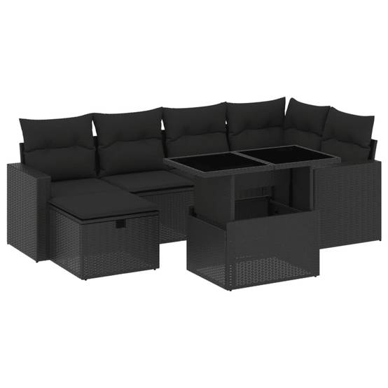 Vidaxl - Salon de jardin 7 pcs avec coussins noir résine tressée vidaXL 3274815 - Image 2