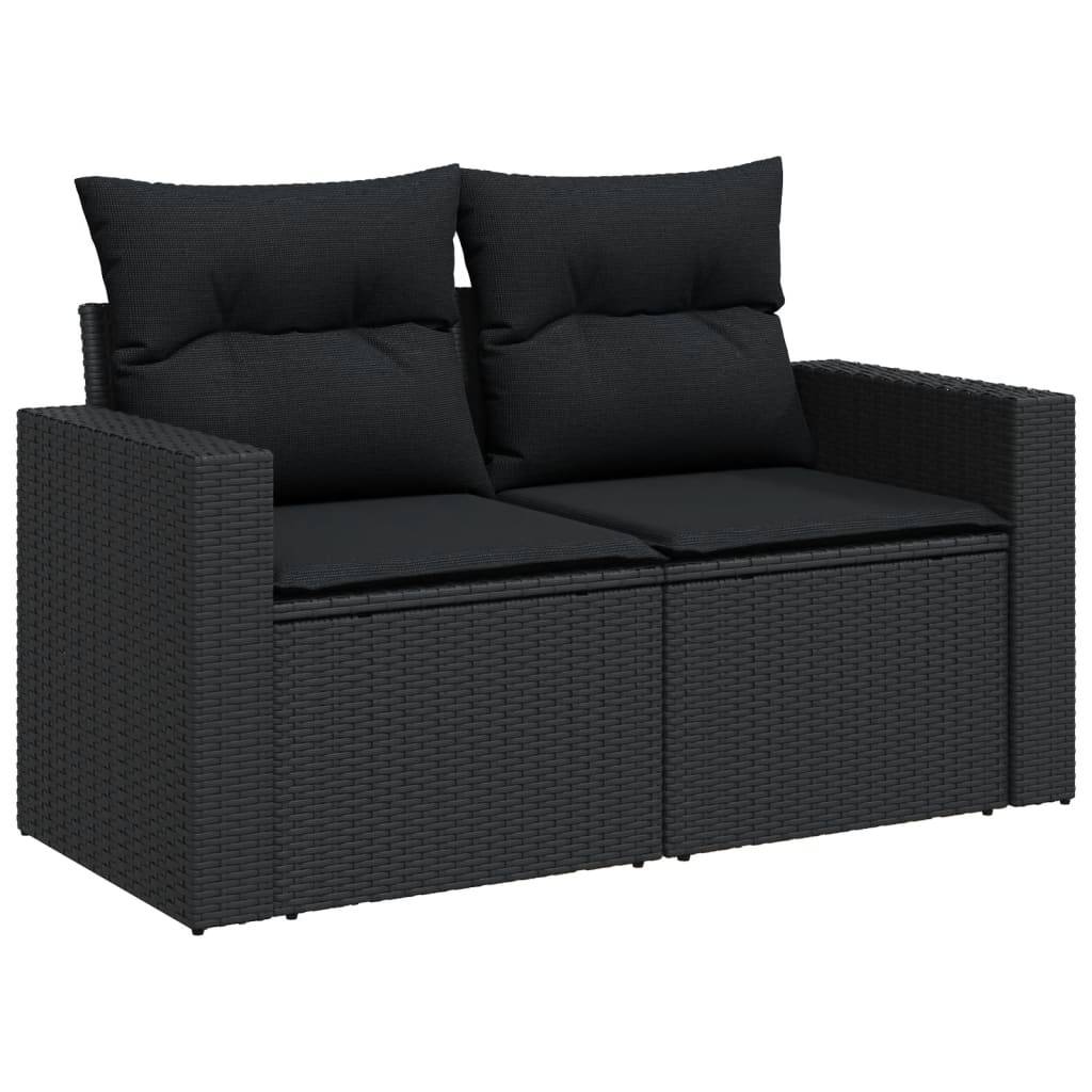 Vidaxl - Salon de jardin 7 pcs avec coussins noir résine tressée vidaXL 3274815 - Image 9