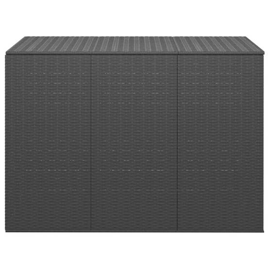 Boîte à coussins coffre de rangement de jardin résine tressée 145 x 100 x 103 cm noir - Image 3