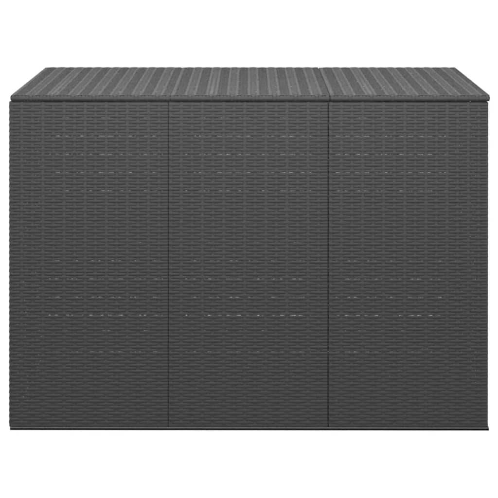 Boîte à coussins coffre de rangement de jardin résine tressée 145 x 100 x 103 cm noir - Image 3