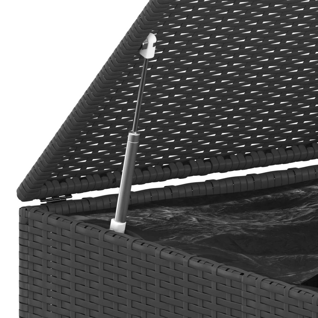 Boîte à coussins coffre de rangement de jardin résine tressée 145 x 100 x 103 cm noir - Image 4