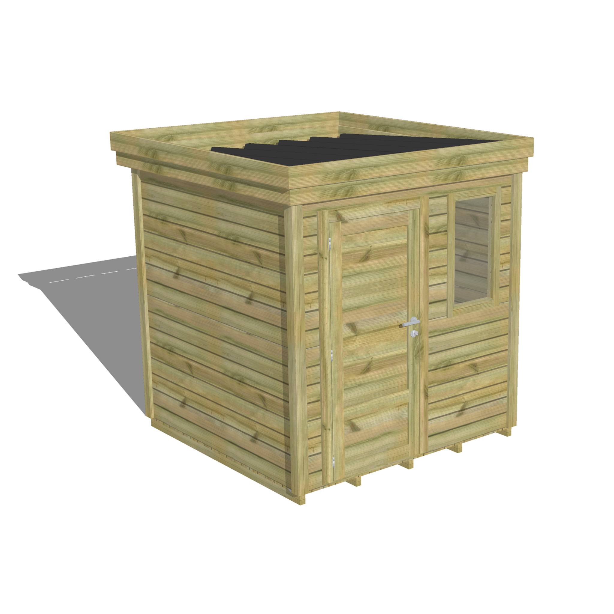 ABRI DE JARDIN bois  autoclave 27mm - 2,14x2,14m / 5m2 - Bac acier - Plancher bois
