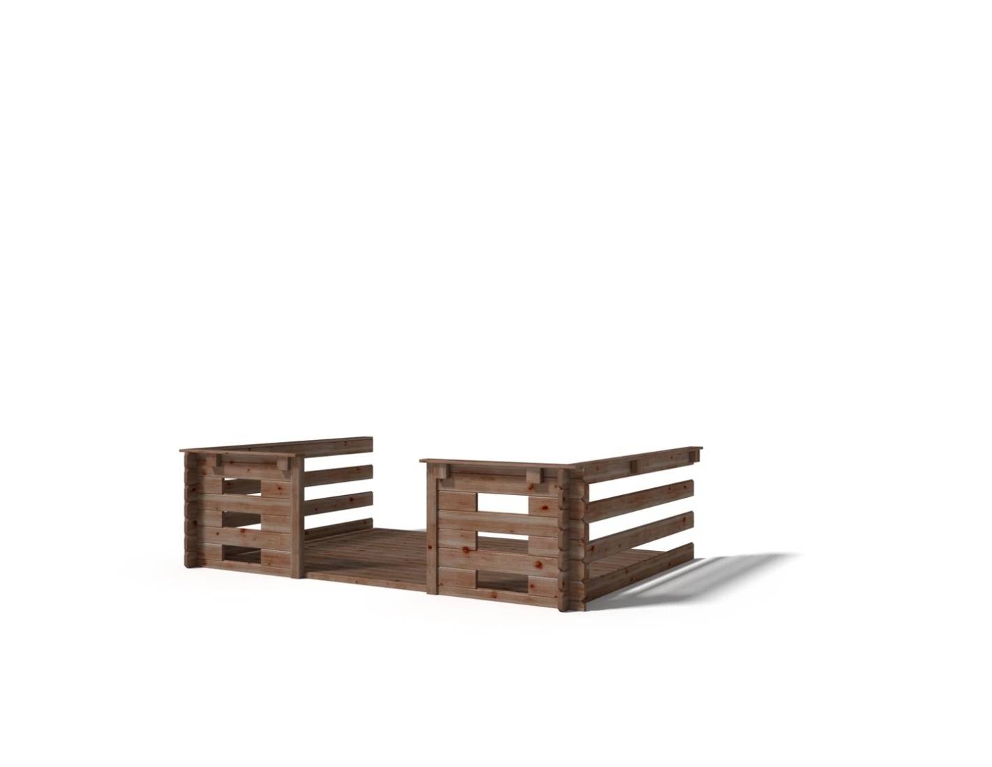 Altanka - Terrasse en bois avec balustrade pour abri en bois - 6m2 - 3m x 2m - imprégnée - couleur: marron - DOM147 - ALTANKA - Image 1