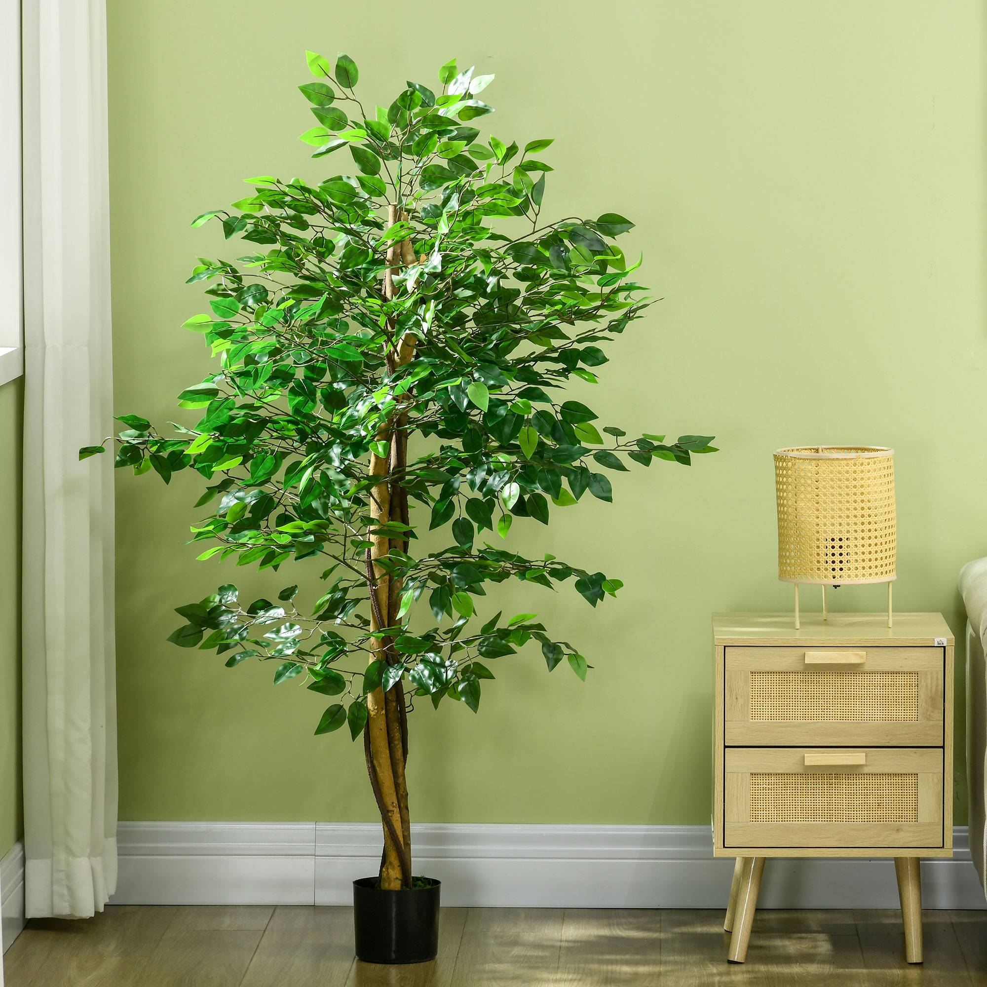 Ficus artificiel, fidèle à la nature, 150 cm, avec pot, vert - Image 10