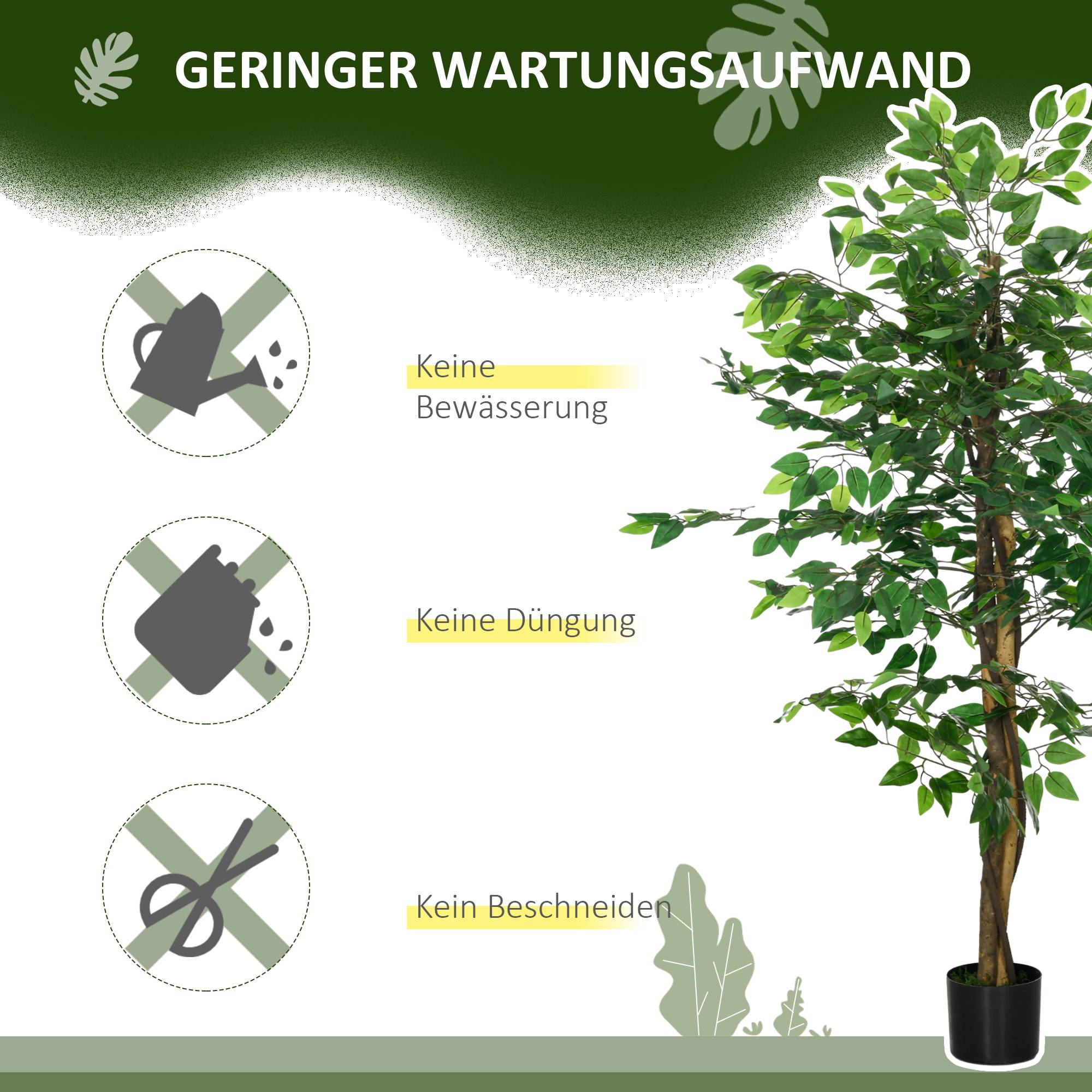 Ficus artificiel, fidèle à la nature, 150 cm, avec pot, vert - Image 7