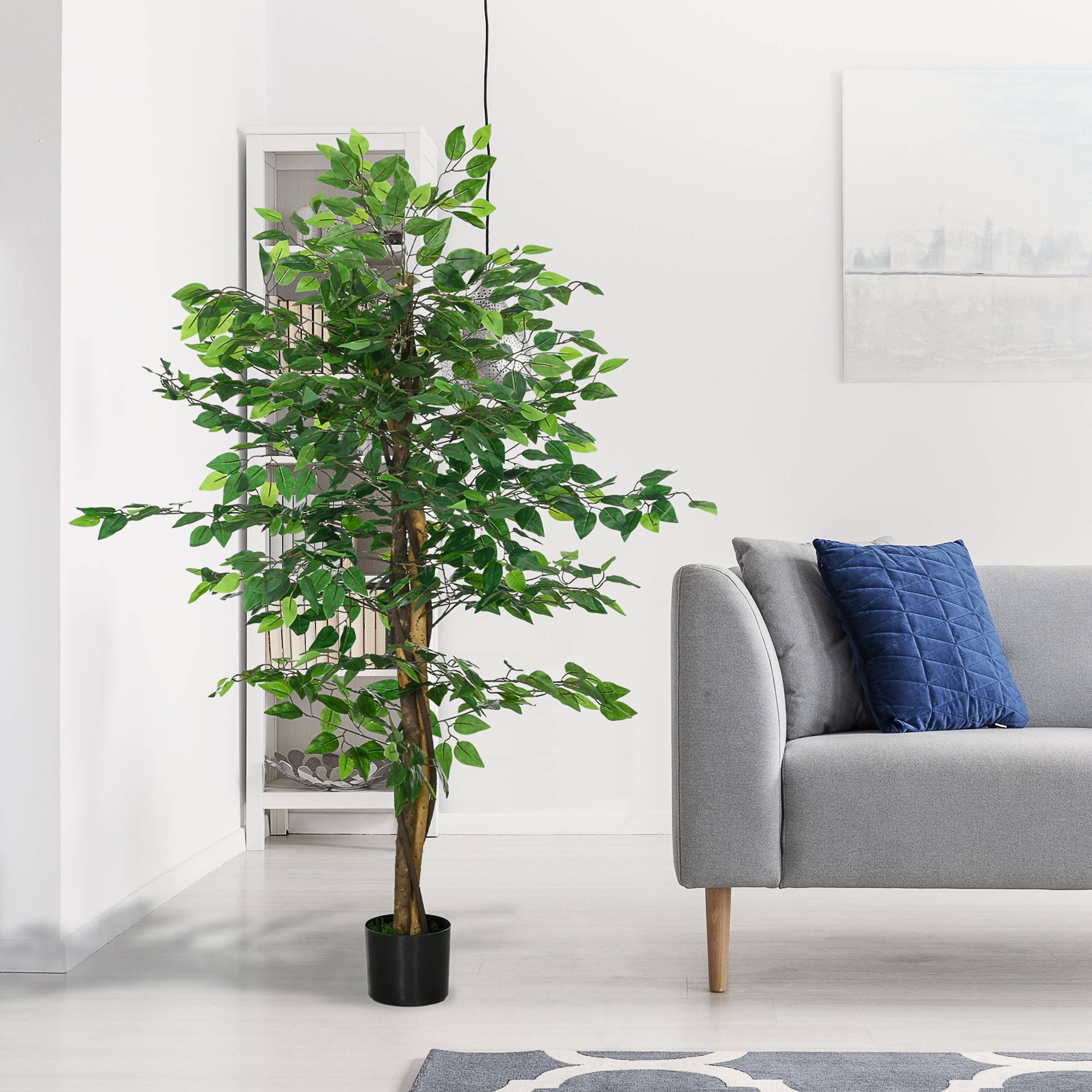 Ficus artificiel, fidèle à la nature, 150 cm, avec pot, vert - Image 8