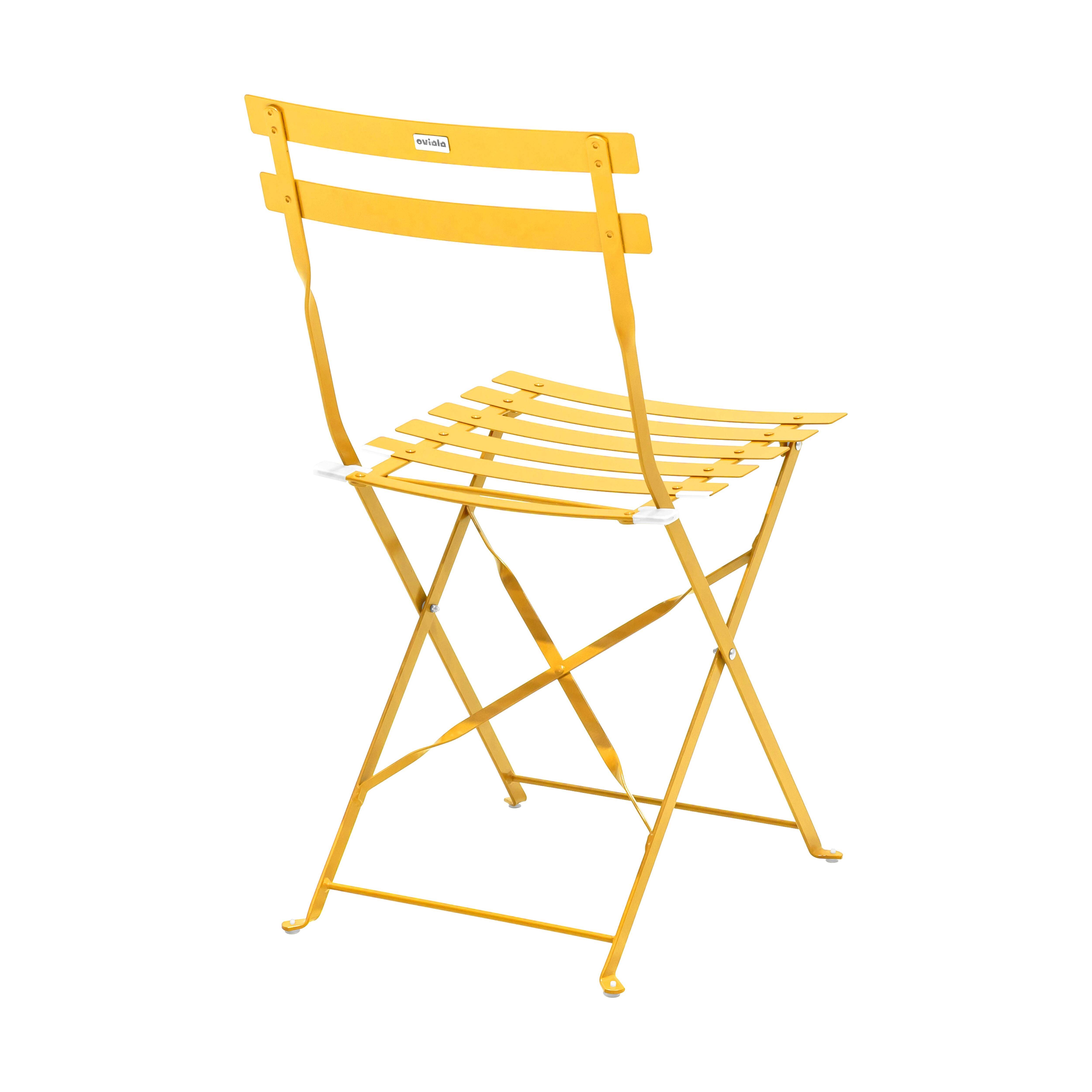 Oviala - Table de jardin et 2 chaises acier jaune Rome - Oviala - Image 6