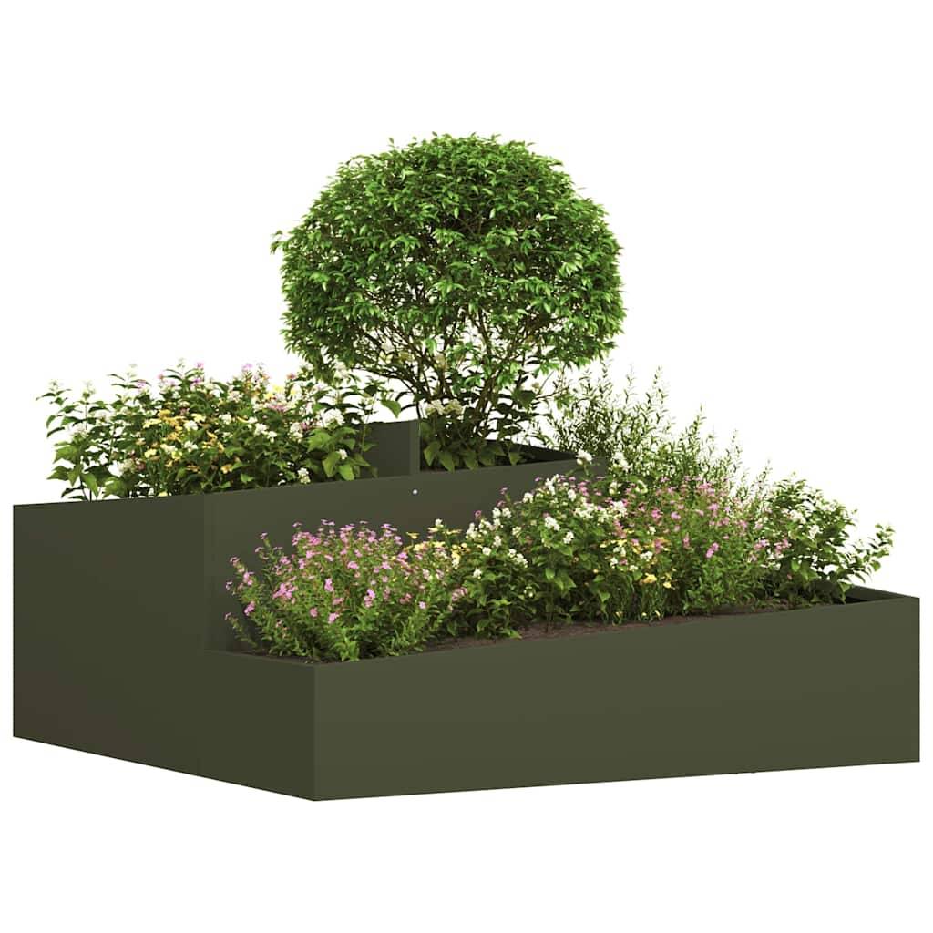 Maison Chic - Cache-pot, Pot De Fleurs Vert olive 100 x 100 x 50 cm Acier g424 - Image 3