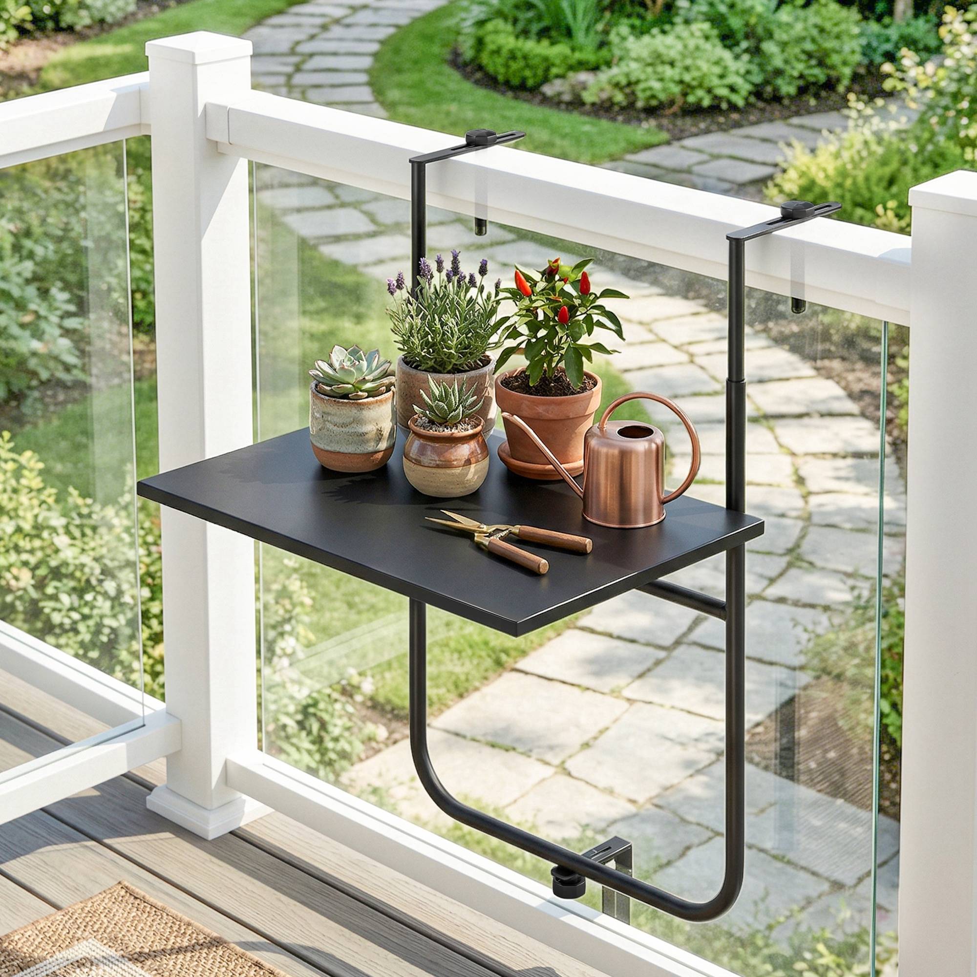 Table de balcon suspendue acier noir 62 x 60 x 85.5 cm - PANGIVO - Image 4