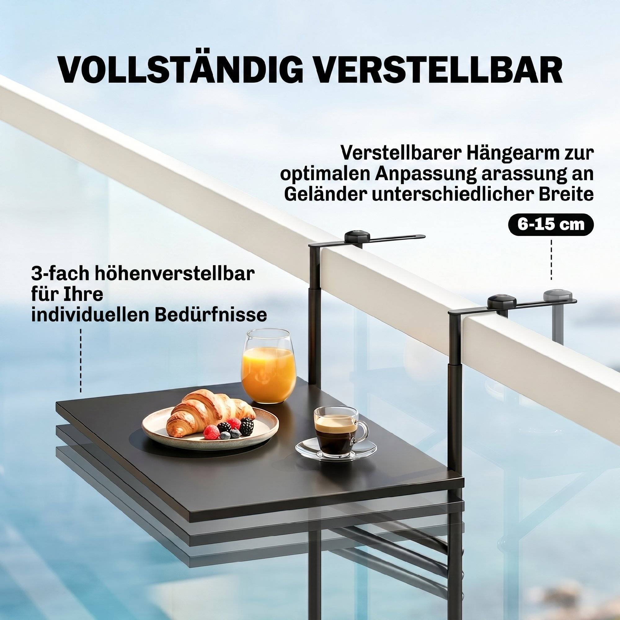 Table de balcon suspendue acier noir 62 x 60 x 85.5 cm - PANGIVO - Image 6