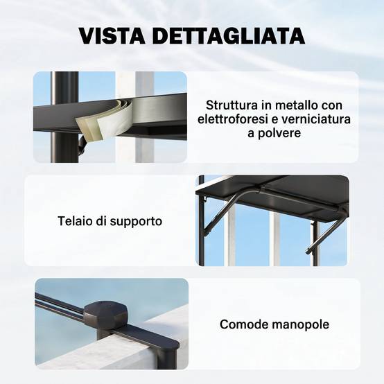 Table de balcon suspendue acier noir 62 x 60 x 85.5 cm - PANGIVO - Image 8