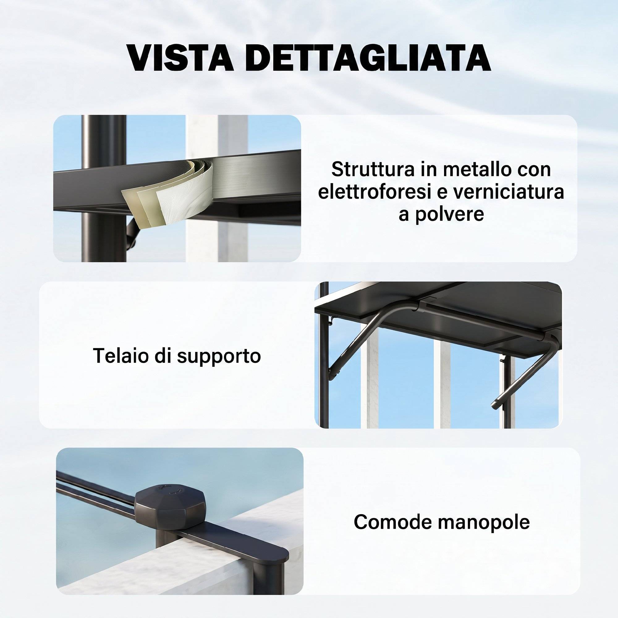 Table de balcon suspendue acier noir 62 x 60 x 85.5 cm - PANGIVO - Image 8