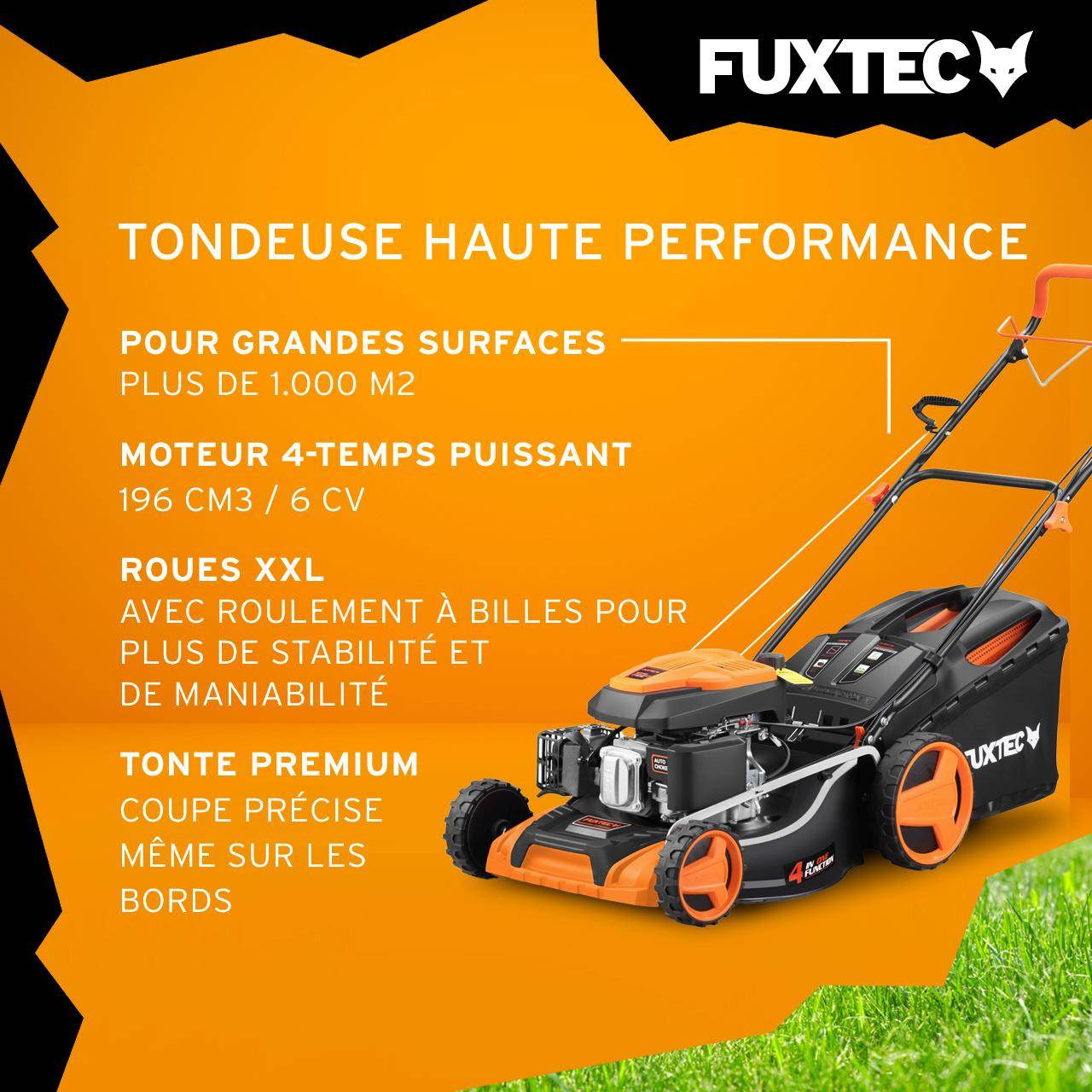 FUXTEC - Tondeuse thermique autotractée 196 cm³ coupe 51 cm bac 60L 6 CV - Fuxtec - Image 4