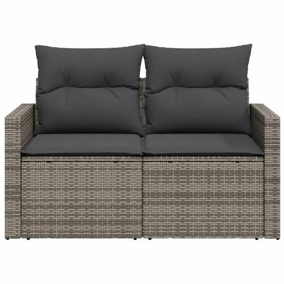 ComfortXL - Canapé Extérieur 2 Places Résine Grise Tablette Rabattable Coussins Gris Foncé – ComfortXL Outdoor Living - Image 5