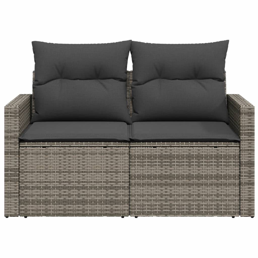 ComfortXL - Canapé Extérieur 2 Places Résine Grise Tablette Rabattable Coussins Gris Foncé – ComfortXL Outdoor Living - Image 5