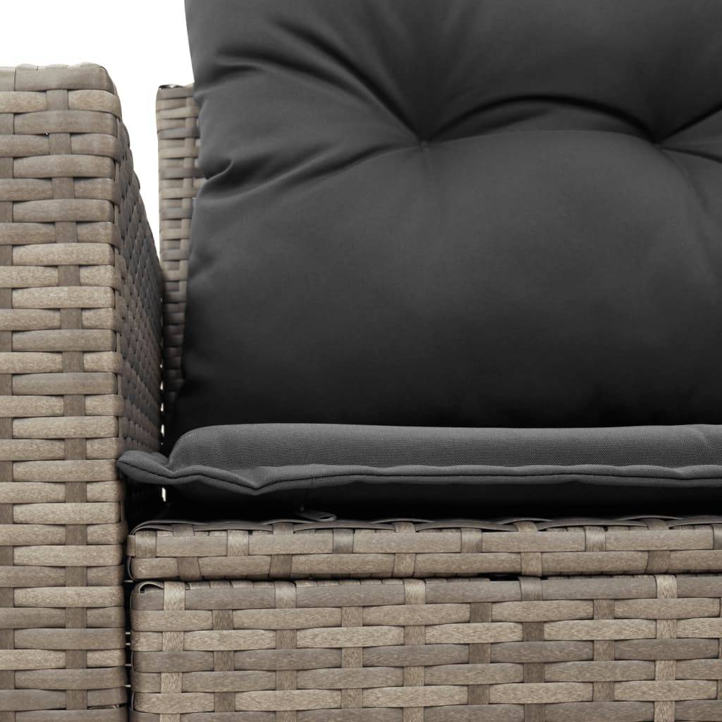 ComfortXL - Canapé Extérieur 2 Places Résine Grise Tablette Rabattable Coussins Gris Foncé – ComfortXL Outdoor Living - Image 8