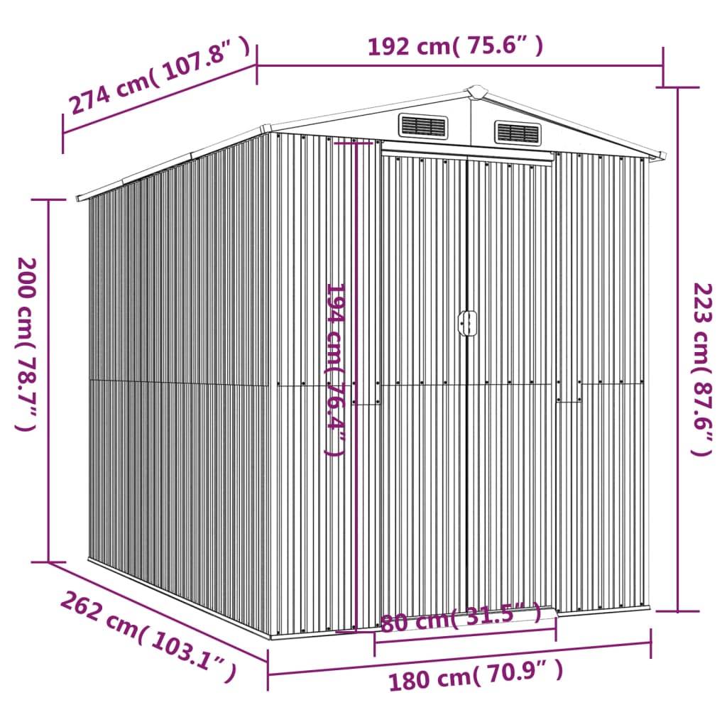 ComfortXL - Abri de Jardin Acier Galvanisé Remise Outils Extérieur 5m² 192x274cm Marron - ComfortXL Outdoor Living - Image 8