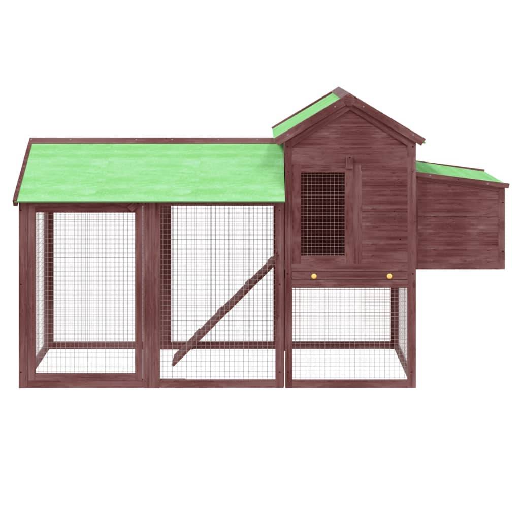 Grand Poulailler Bois Pin Massif Jardin Extérieur Parc Nichoir 193x65x117cm Moka - ComfortXL Outdoor Living - Image 3