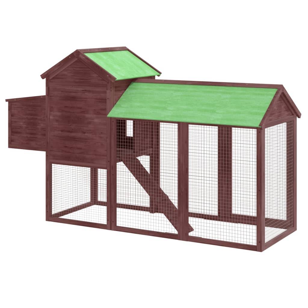 Grand Poulailler Bois Pin Massif Jardin Extérieur Parc Nichoir 193x65x117cm Moka - ComfortXL Outdoor Living - Image 6
