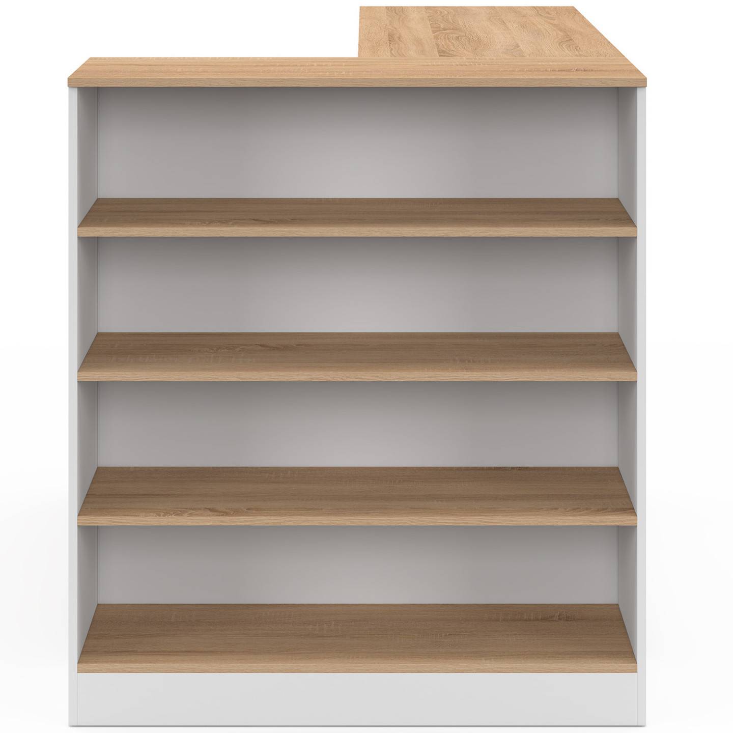 IDMARKET - Ilot central TOMI 130 cm 2 personnes double plateau bois blanc avec plan de travail façon hêtre - Image 8