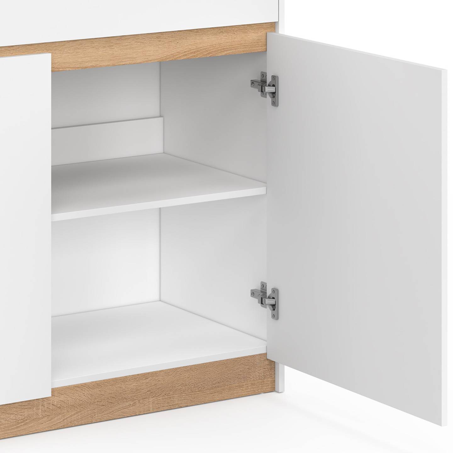 IDMARKET - Ilot central TOMI 130 cm 2 personnes double plateau bois blanc avec plan de travail façon hêtre - Image 9