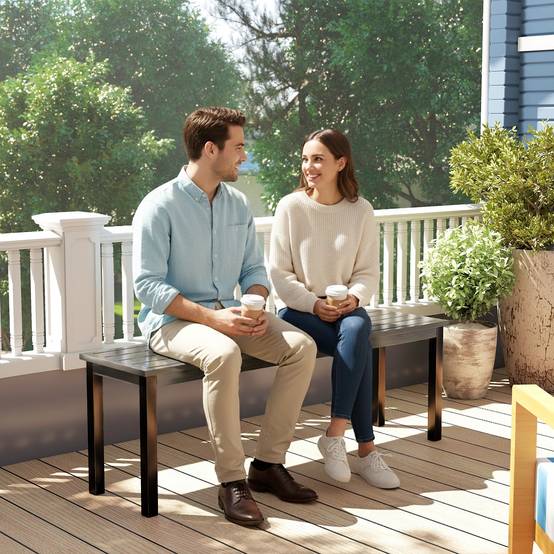 Outsunny - Banc de jardin 2 places sans dossier - assise à lattes - métal - 130x34x43cm - gris - Outsunny - Image 4
