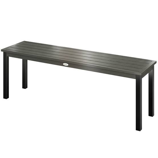 Outsunny - Banc de jardin 2 places sans dossier - assise à lattes - métal - 130x34x43cm - gris - Outsunny - Image 5