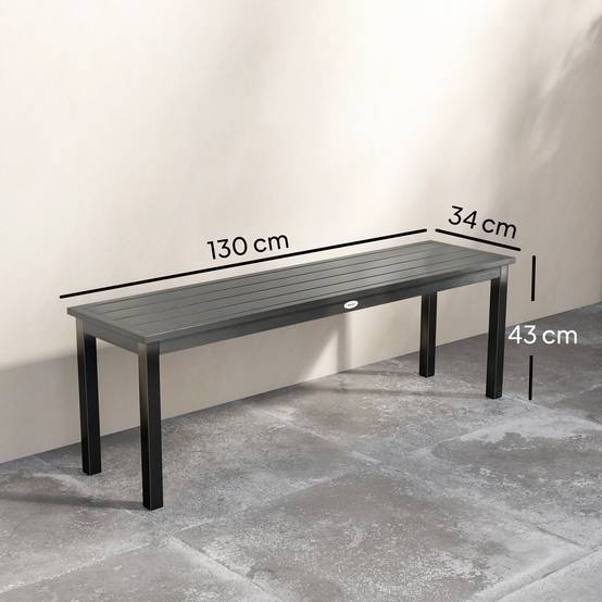 Outsunny - Banc de jardin 2 places sans dossier - assise à lattes - métal - 130x34x43cm - gris - Outsunny - Image 3