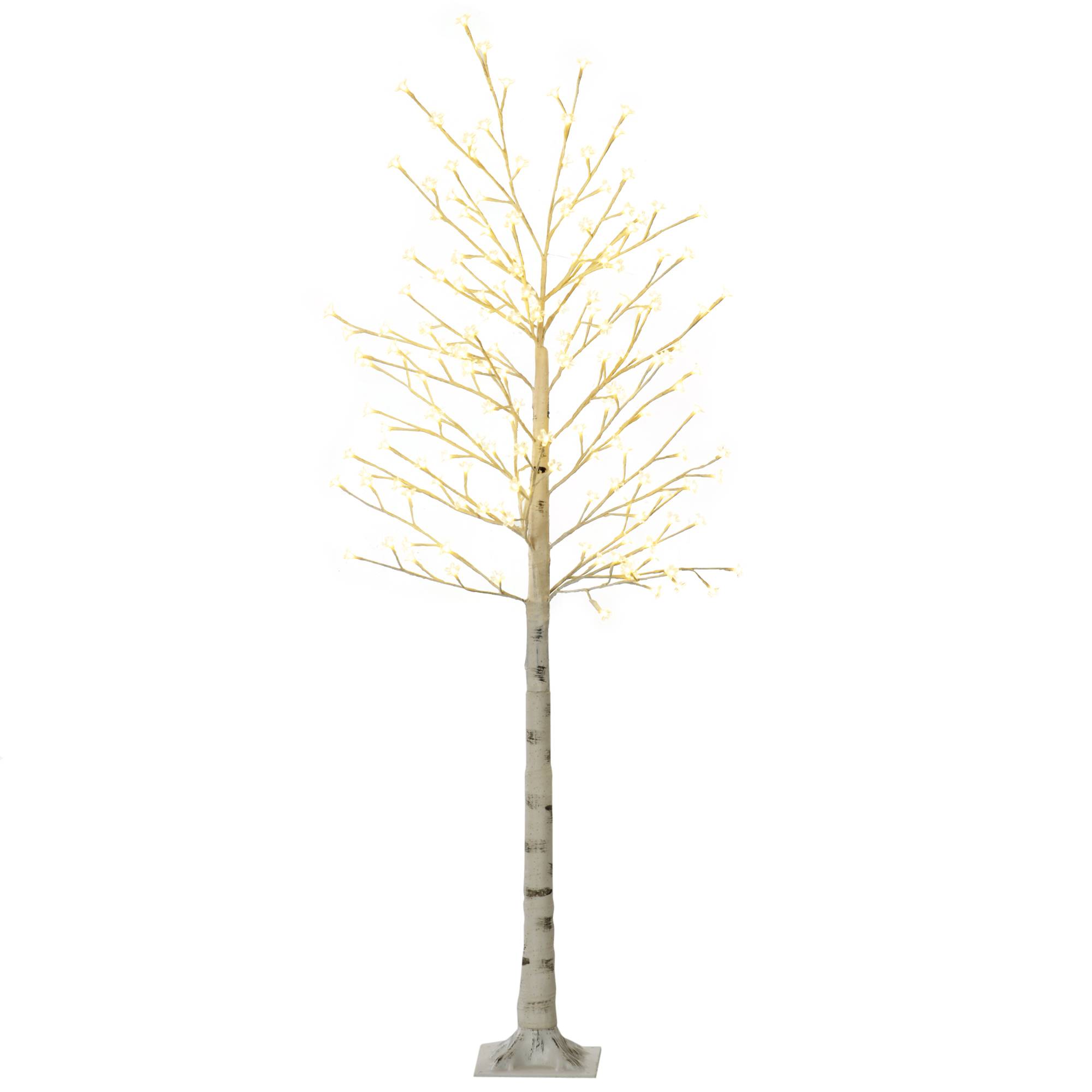 ComfortXL - Arbre lumineux bouleau artificiel plastique blanc 180 cm intérieur extérieur couvert 180 LED blanc chaud - Image 10