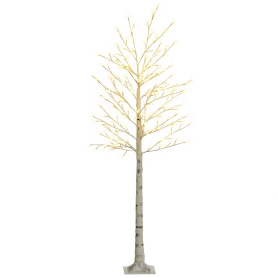 ComfortXL - Arbre lumineux bouleau artificiel plastique blanc 180 cm intérieur extérieur couvert 180 LED blanc chaud - Image 2