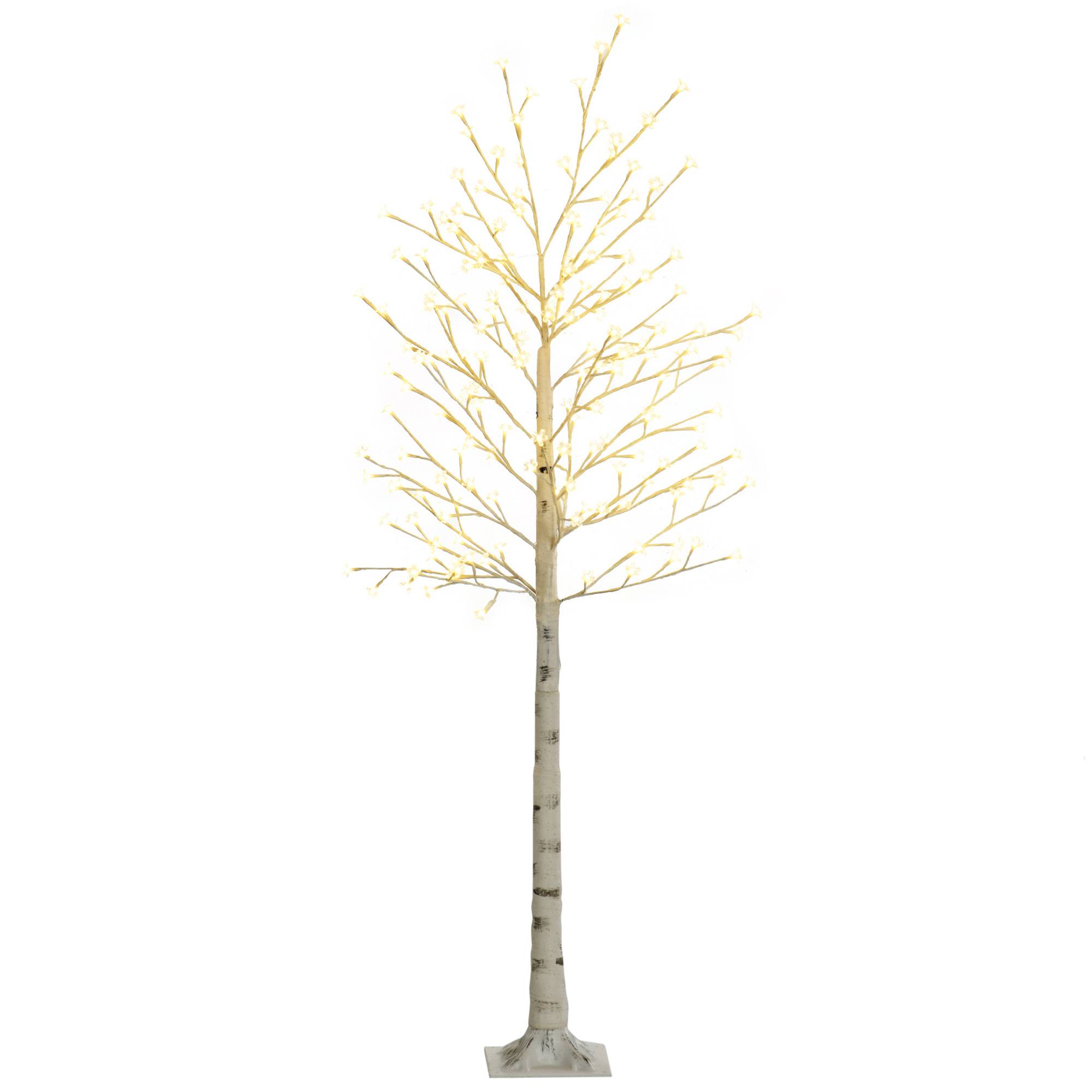 ComfortXL - Arbre lumineux bouleau artificiel plastique blanc 180 cm intérieur extérieur couvert 180 LED blanc chaud - Image 2