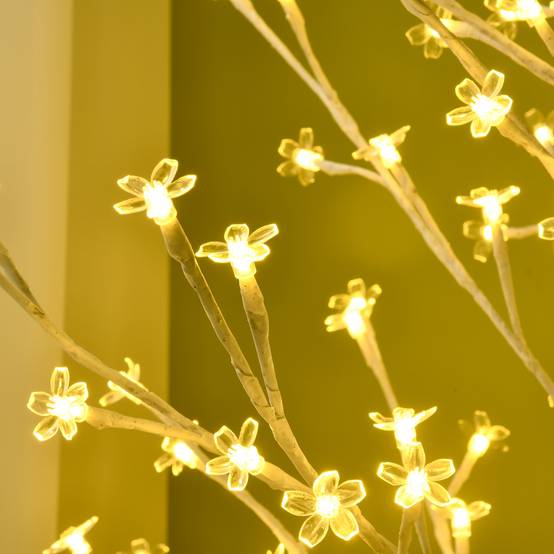 ComfortXL - Arbre lumineux bouleau artificiel plastique blanc 180 cm intérieur extérieur couvert 180 LED blanc chaud - Image 8