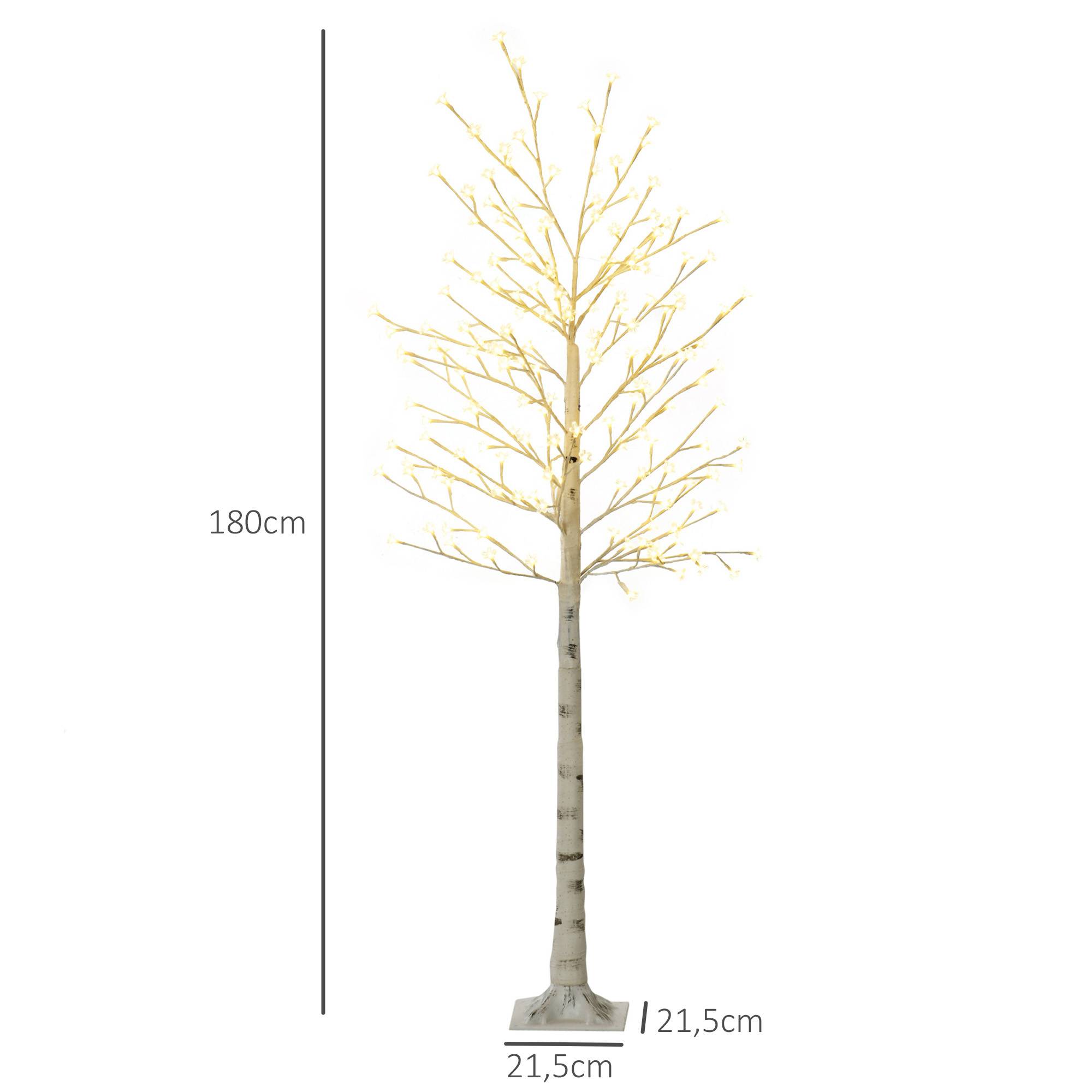 ComfortXL - Arbre lumineux bouleau artificiel plastique blanc 180 cm intérieur extérieur couvert 180 LED blanc chaud - Image 3