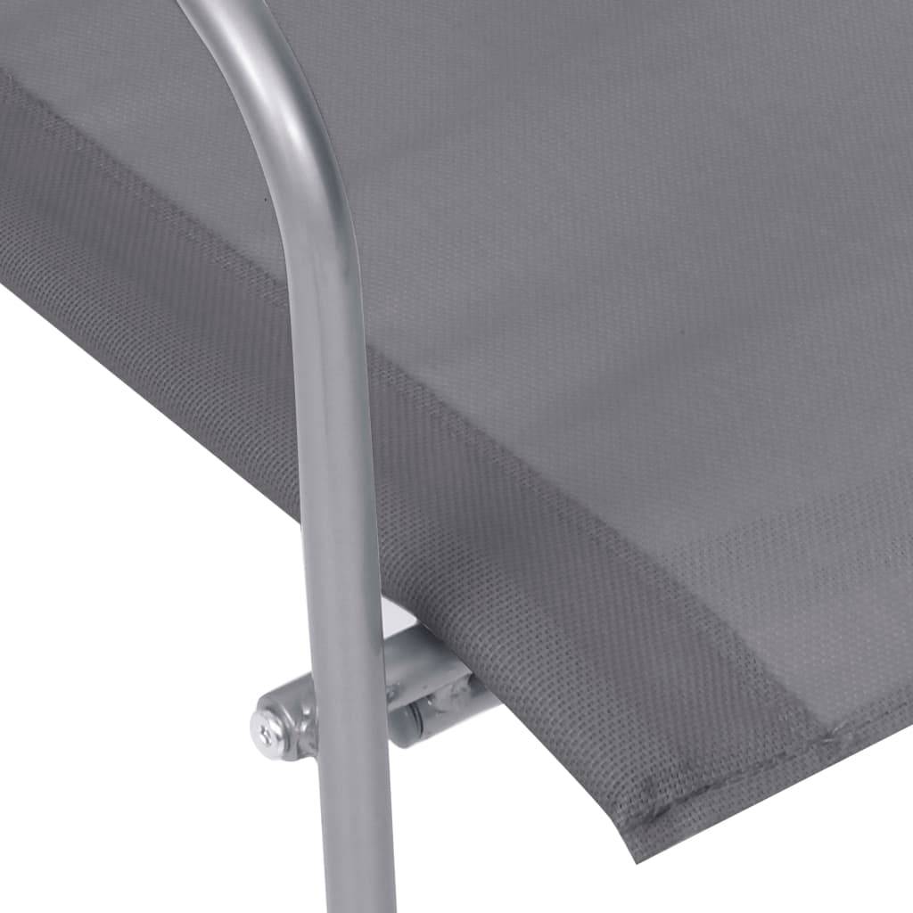 4 pcs salon de jardin - Mobilier d'extérieur Tissu et acier Gris - Image 6