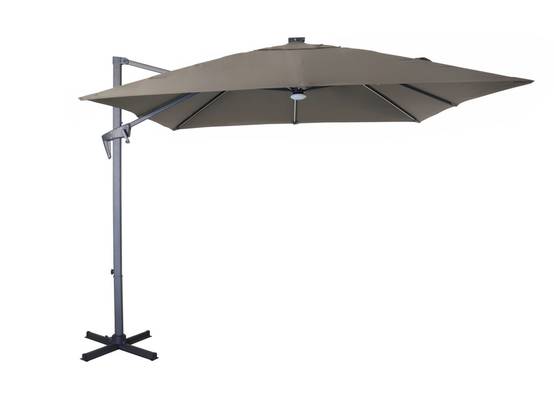 Proloisirs - Parasol déporté inclinable NH 2,7 x 2,7m - Gris/taupe - avec led - manivelle grade 6 PROLOISIRS