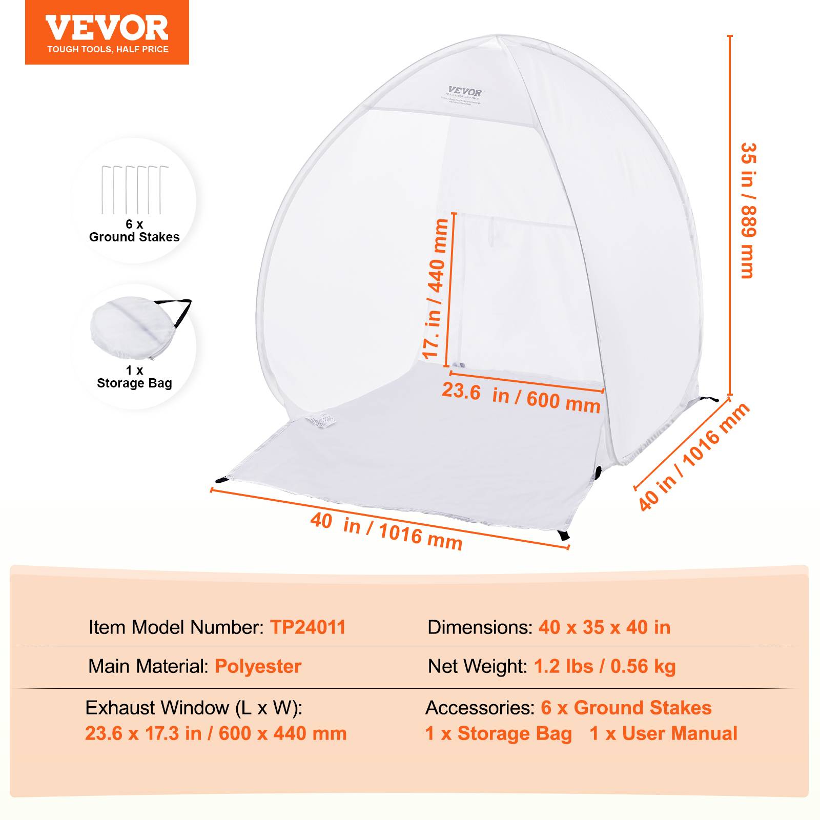 VEVOR Abri peinture aérosol 40x35x40 po, pliable, plancher, fenêtre. - Image 7