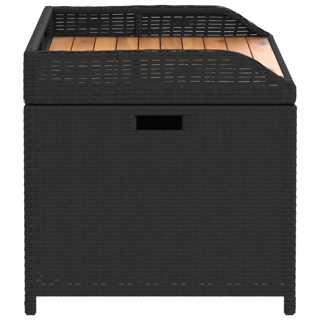 Banc Coffre Rangement Mixte Résine Tressée Bois Acacia Terrasse Noir 100cm – ComfortXL Outdoor Living - Image 5
