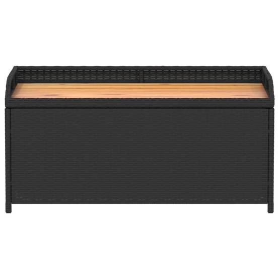 Banc Coffre Rangement Mixte Résine Tressée Bois Acacia Terrasse Noir 100cm – ComfortXL Outdoor Living - Image 4