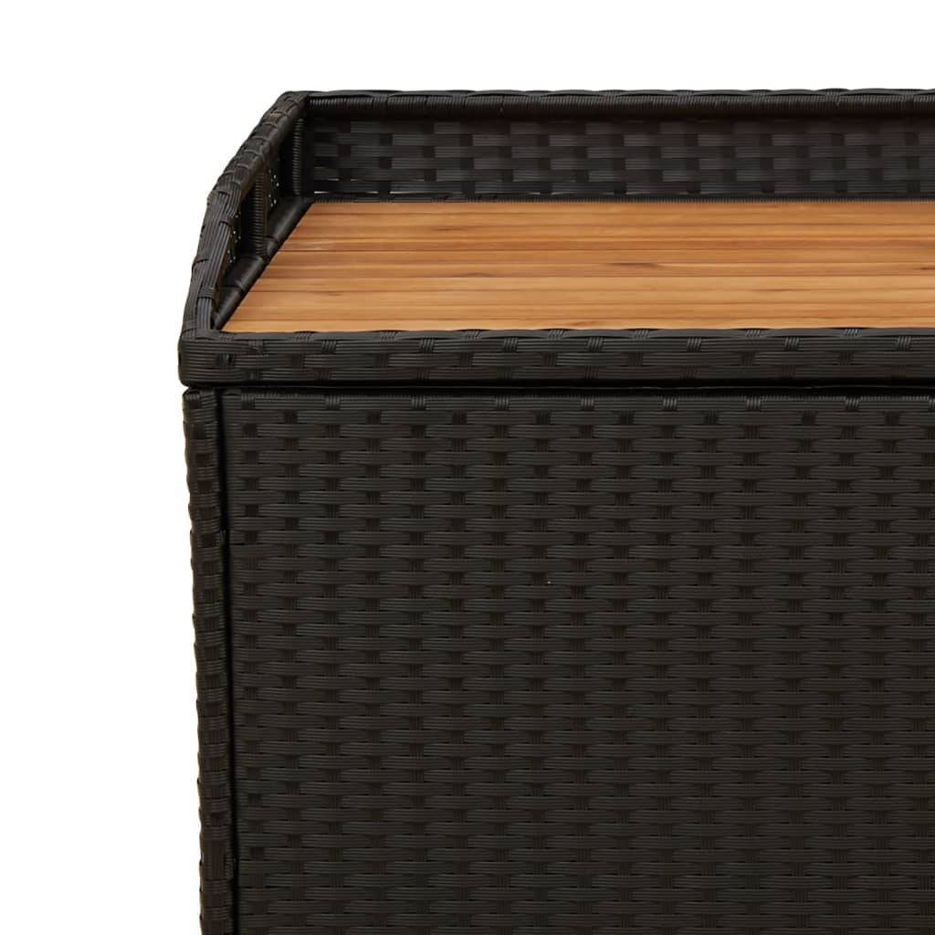 Banc Coffre Rangement Mixte Résine Tressée Bois Acacia Terrasse Noir 100cm – ComfortXL Outdoor Living - Image 9