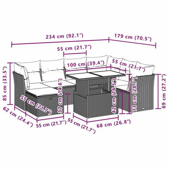 Vidaxl - Salon de jardin avec coussins 8 pcs beige résine tressée vidaXL 3274678 - Image 3