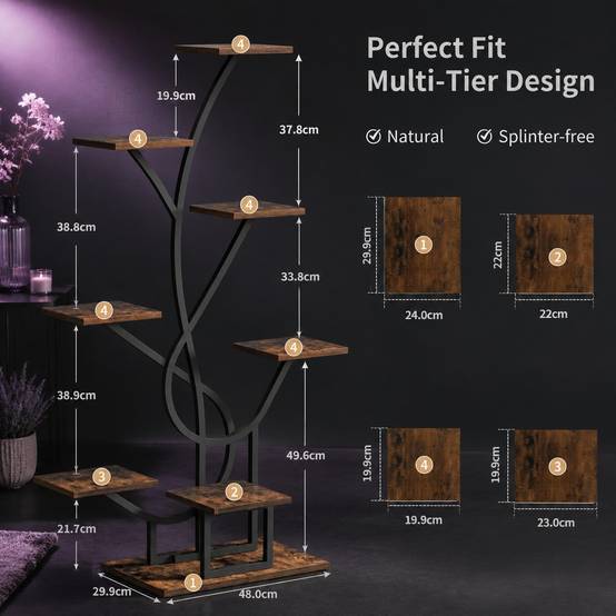 Support à Plantes 8 Niveaux Lampe Culture Spectrum Complet Minuterie Espace Rangement Stable - Image 5