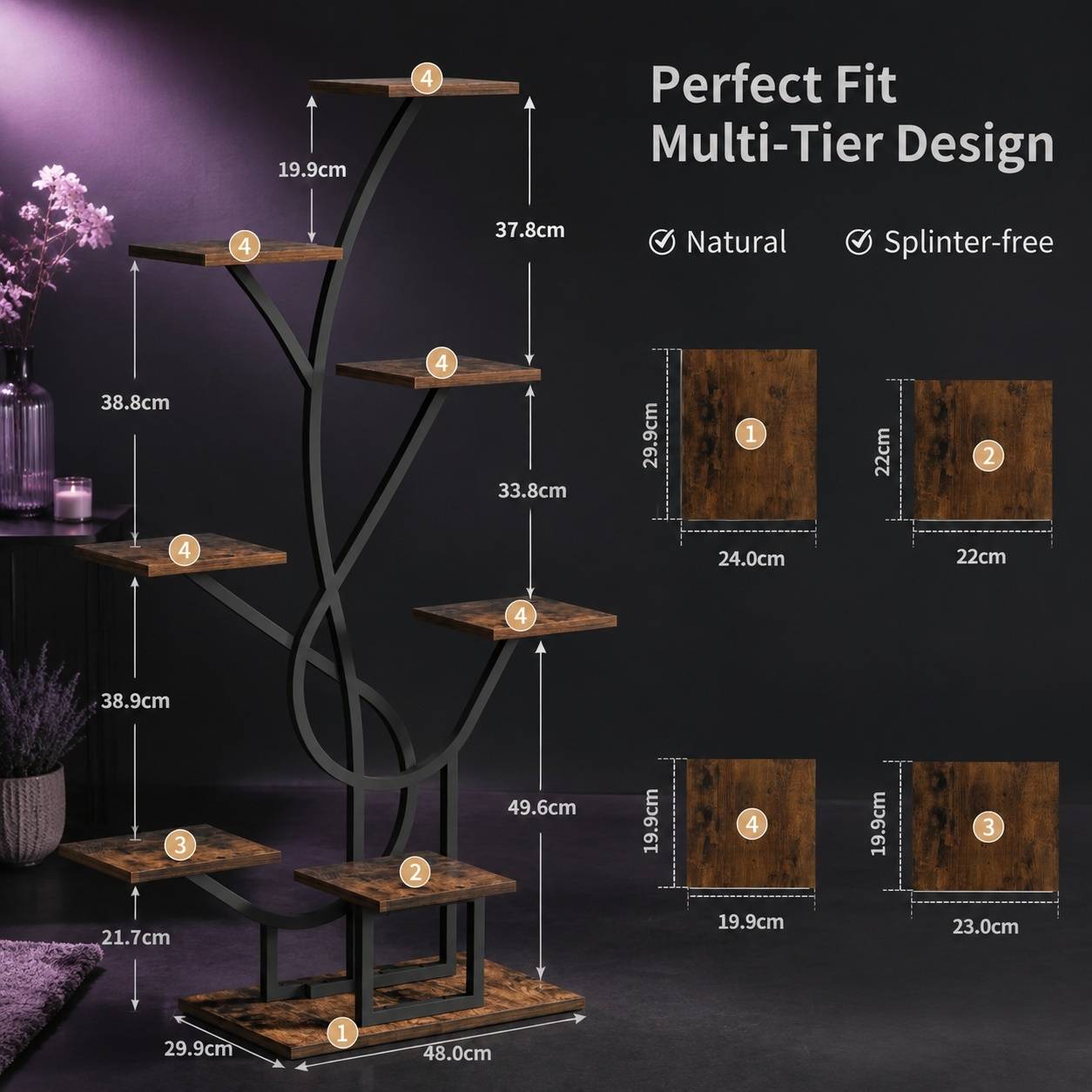 Support à Plantes 8 Niveaux Lampe Culture Spectrum Complet Minuterie Espace Rangement Stable - Image 5