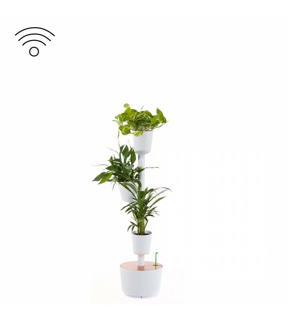 Jardinière verticale CitySens blanche avec 3 pots 
et arrosage automatique Wi-Fi - Image 1
