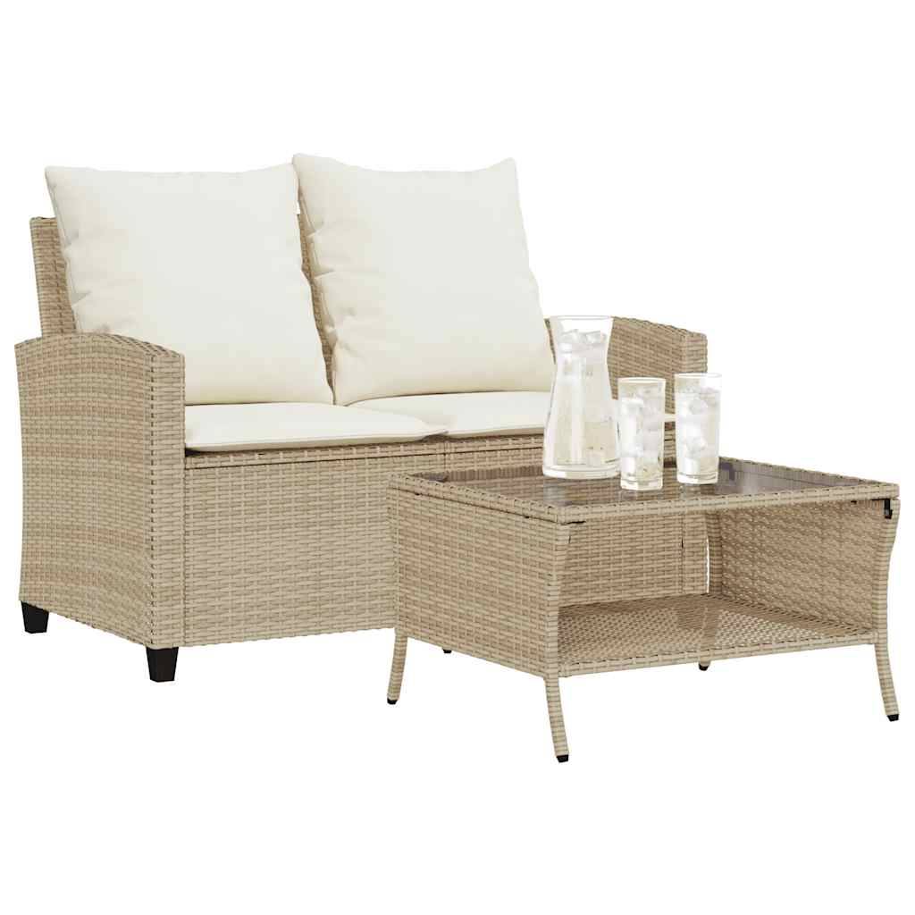 ComfortXL - Canapé Extérieur 2 Places Résine Tressée Beige & Table Verre Trempé Charme Naturel pour Patio Crème – ComfortXL Outdoor Living