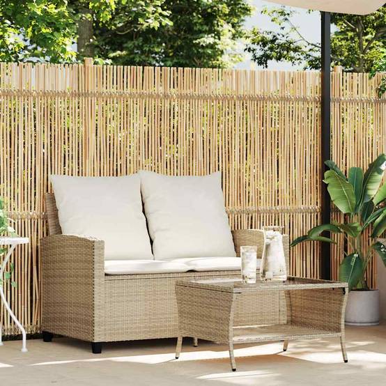 ComfortXL - Canapé Extérieur 2 Places Résine Tressée Beige & Table Verre Trempé Charme Naturel pour Patio Crème – ComfortXL Outdoor Living - Image 3